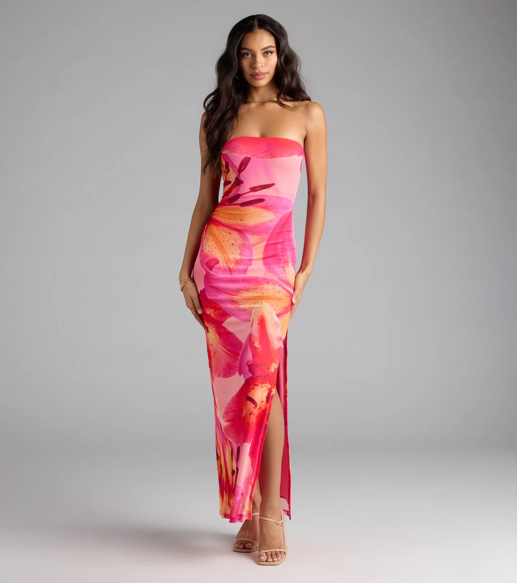daisy island maxi dress Fillyboo Daisy Island Maxi Dress - Pink Batik