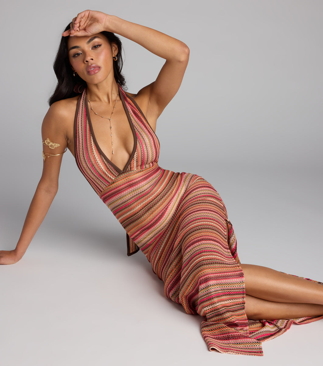 Sunkissed and Stunned Halter Striped Maxi Dress | Windsor Sunkissed and Stunned Halter Striped Maxi Dress | Windsor