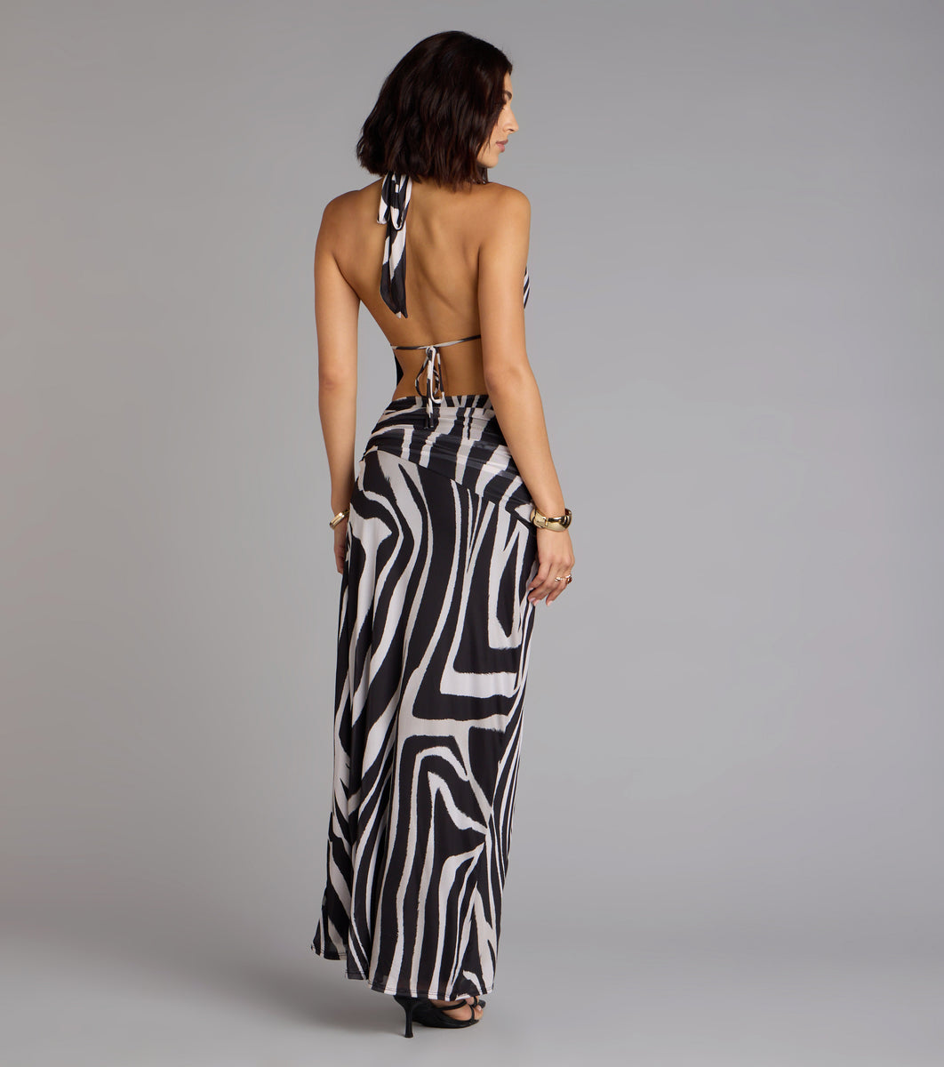blue dress for baby girl Untamed Nights Zebra Print Maxi Dress in Black | Size: S | Knit Fabric/Mesh Fabric/Mesh Fabric blue dress for baby girl Untamed Nights Zebra Print Maxi Dress in Black | Size: S | Knit Fabric/Mesh Fabric/Mesh Fabric