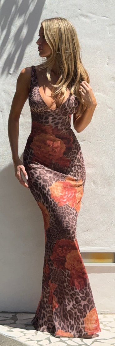 Wild Bloom Mesh Maxi Dress