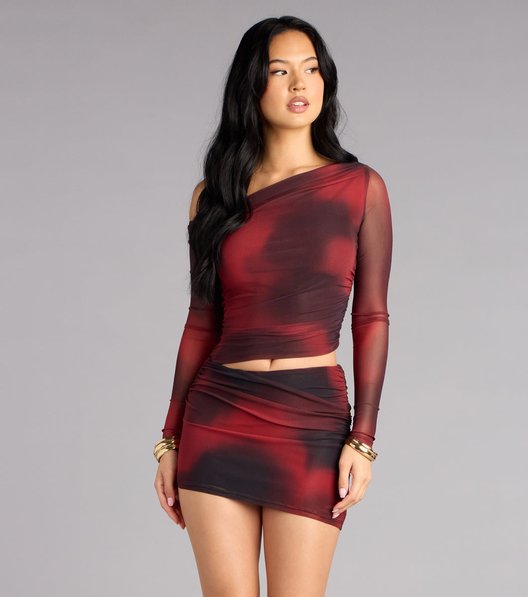 Midnight Ember Mesh Mini Dress | Windsor