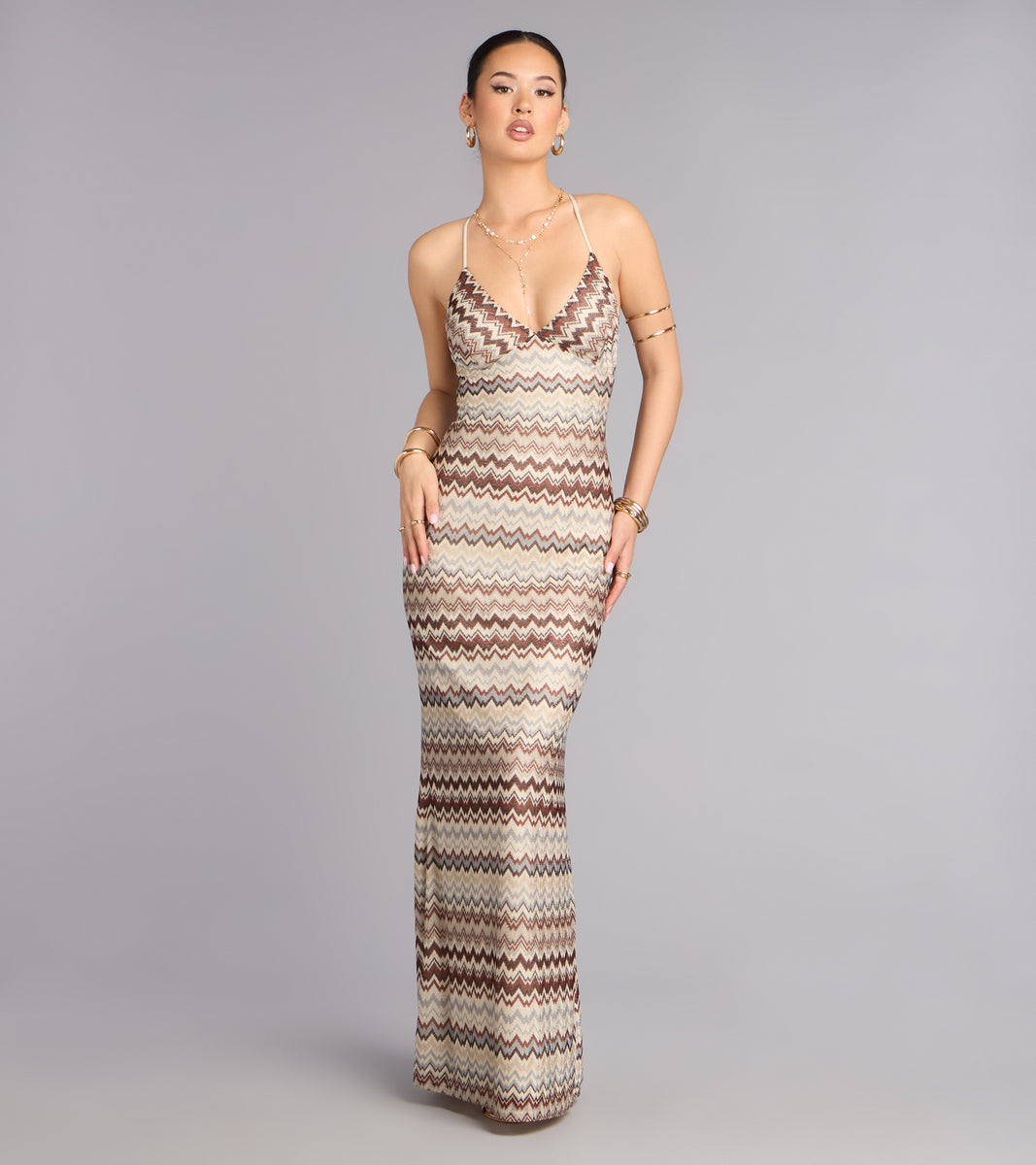 Sunset Plans Chevron Crochet Maxi Dress in Ivory | Size: L | Knit Fabric | Windsor Sunset Plans Chevron Crochet Maxi Dress in Ivory | Size: L | Knit Fabric | Windsor