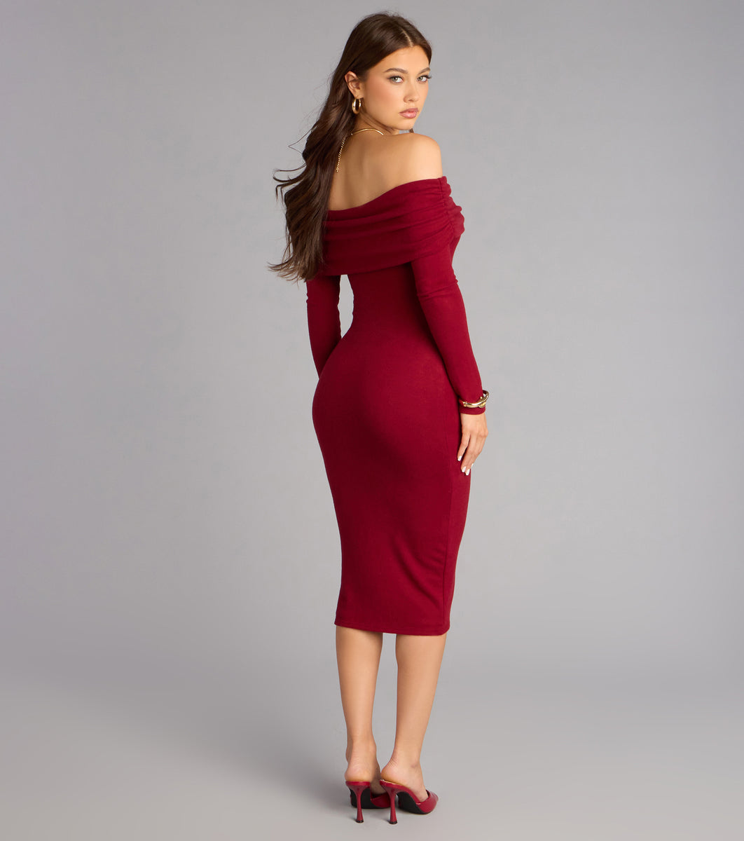 Soft Intentions Off-Shoulder Midi Dress | Windsor Soft Intentions Off-Shoulder Midi Dress | Windsor