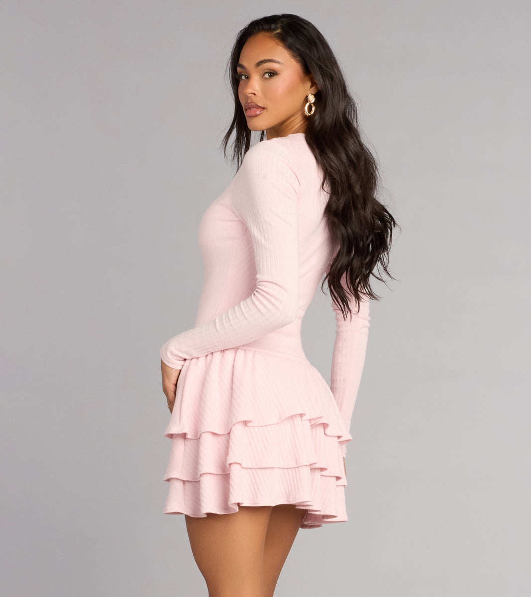 fitted lace wedding dress Sweet Plans Ahead Long Sleeve Skater Dress