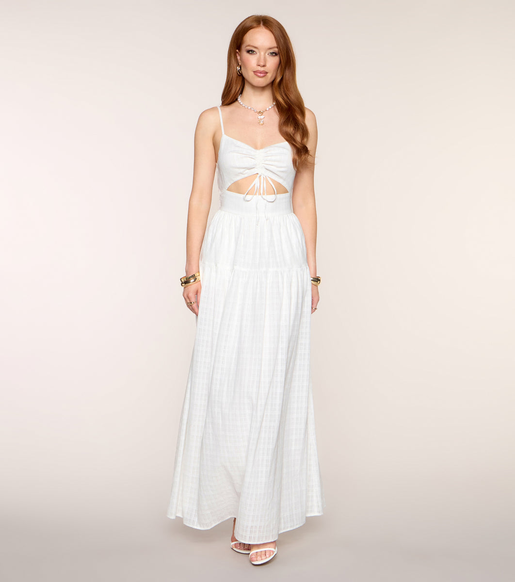dresses with cutouts in the side Flirty Chic Cutout Maxi Dress Maxi dresses It features Size:3/6M Dresses01 KissProm Flutter Sleeve V-Neck