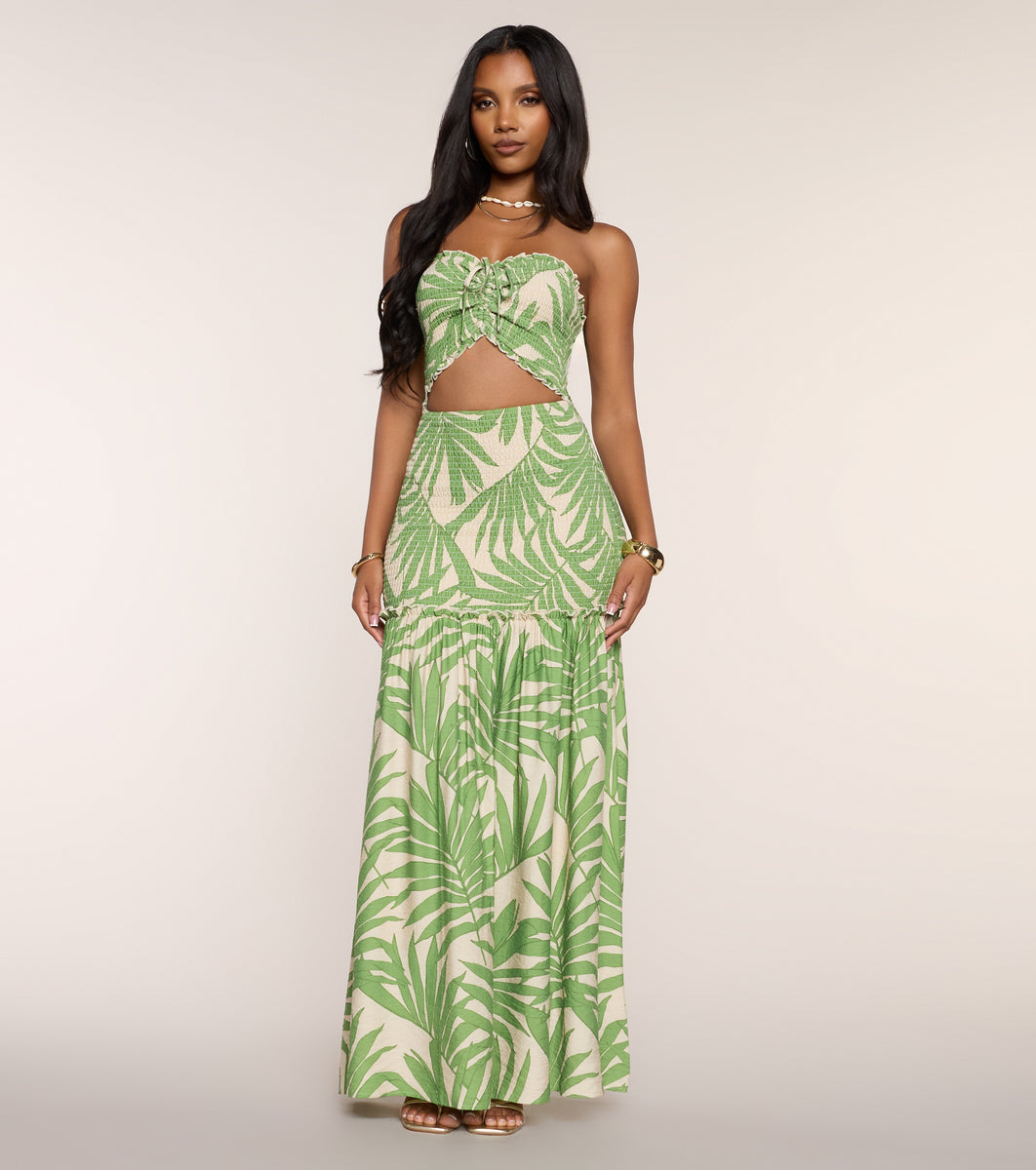 Windsor Coconut Coast Cutout Maxi Dress in Natural | Size: S