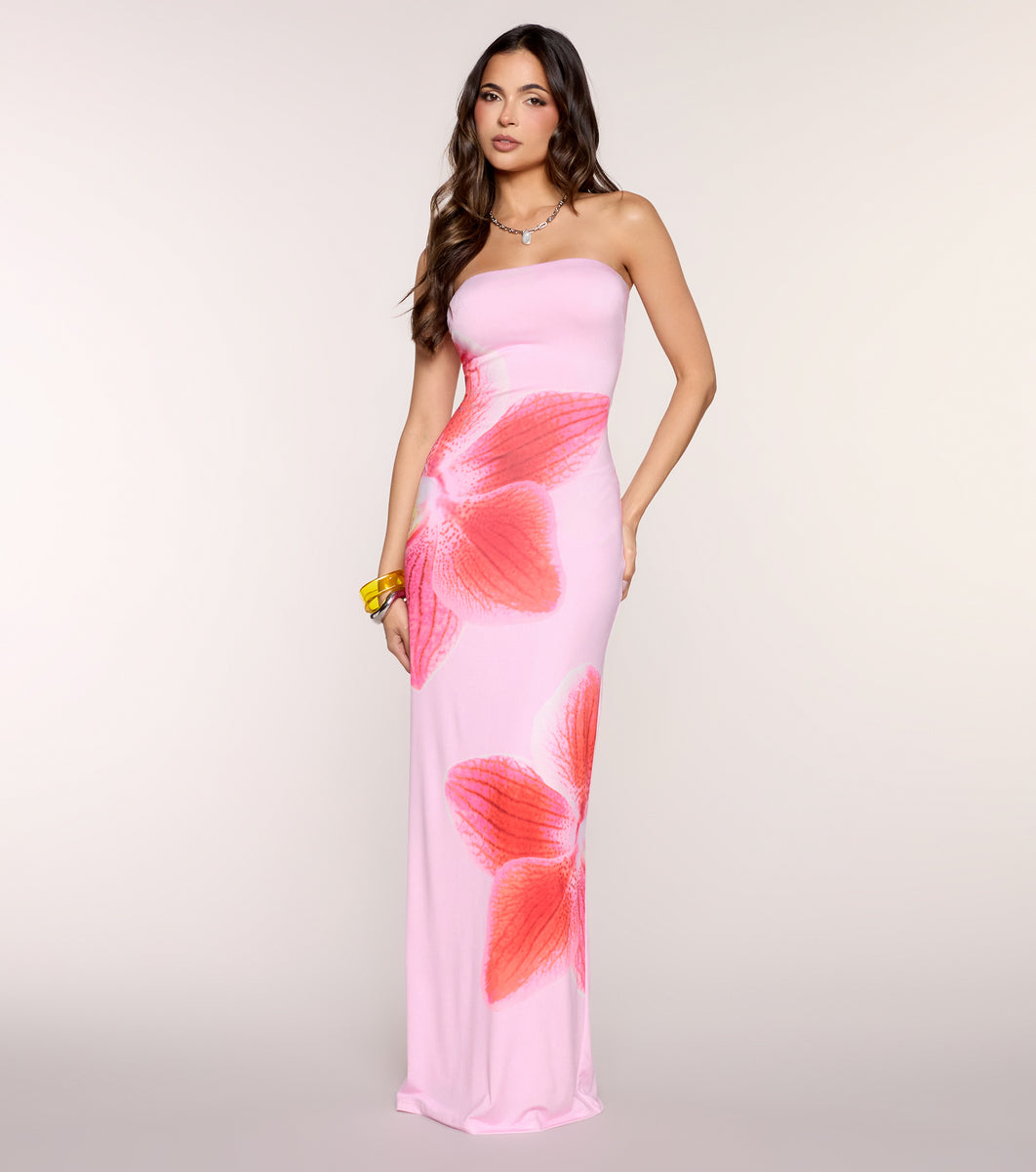 Getaway Glam Tropical Floral Maxi Tube Dress | Windsor