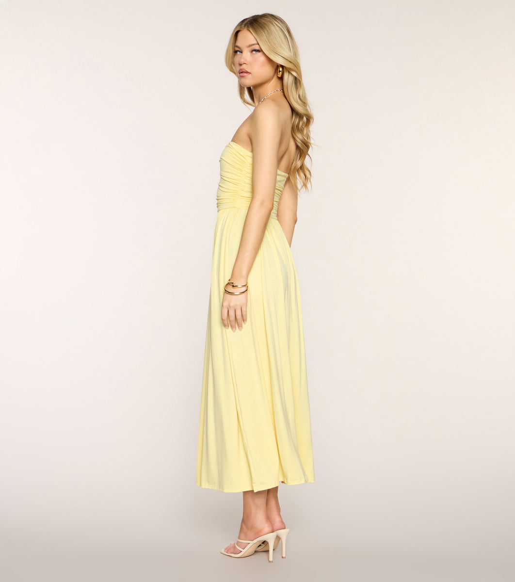 yellow tube dress Weekend Glow A-Line Midi Tube Dress