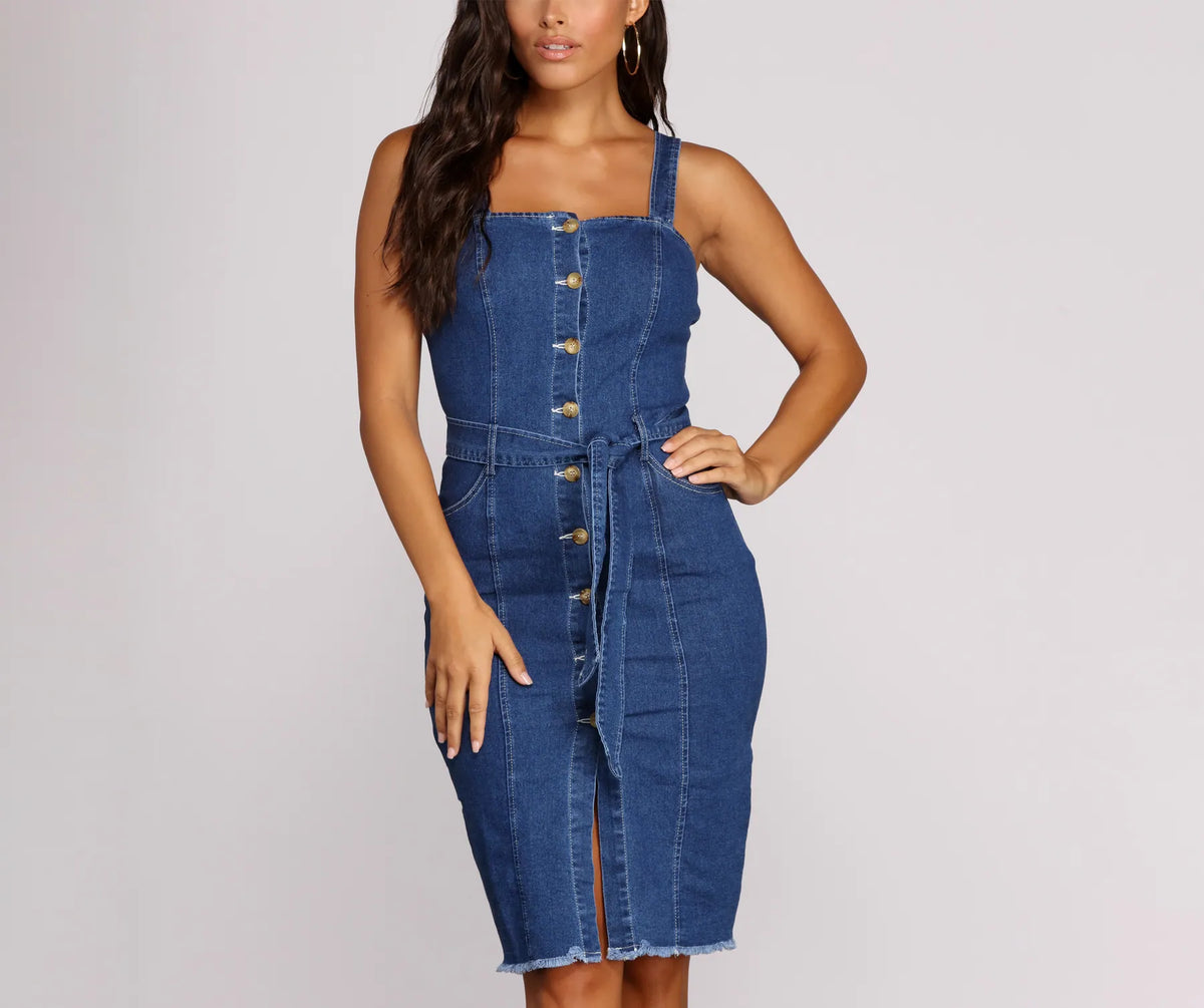 Denim Darling Button Midi Dress | Windsor