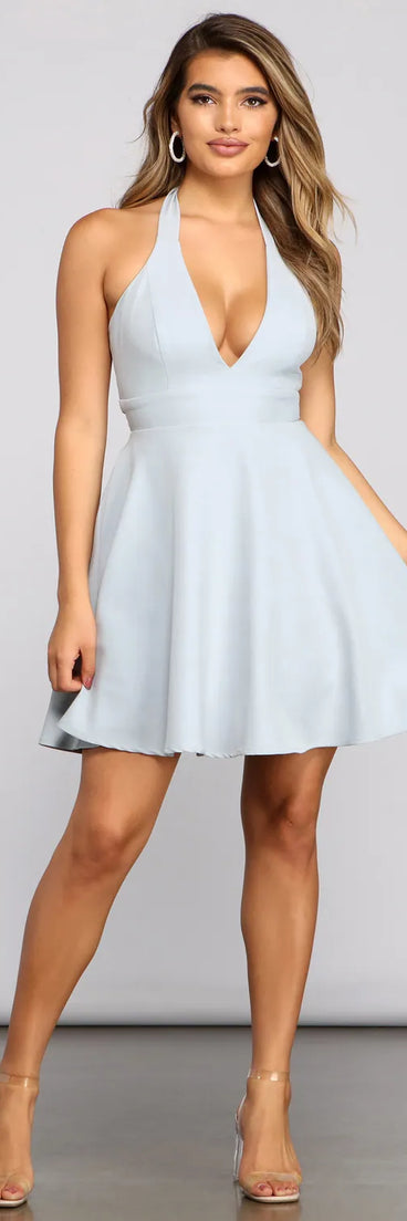 Flirty And Flowy Halter Skater Dress