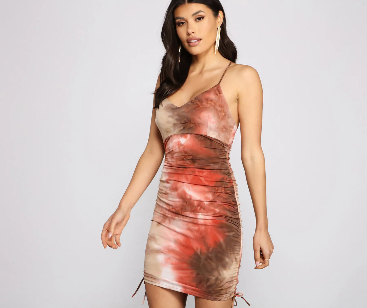Ruched Tie Dye Dress