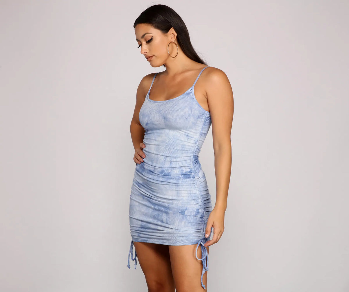 blue tie dye mini dress Blue Tie Dye Dresses