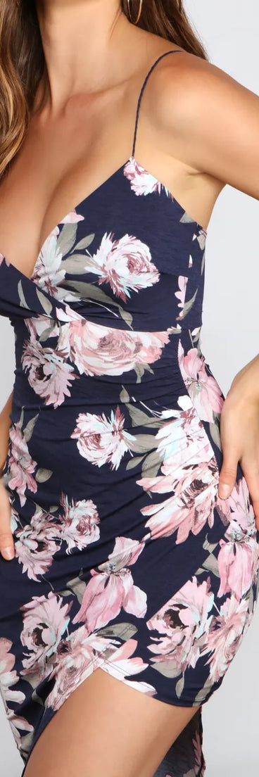 Passion For Florals Asymmetrical Mini Dress