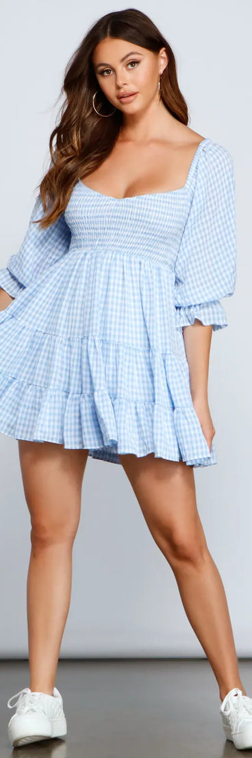 Girly Vibes Gingham Babydoll Dress