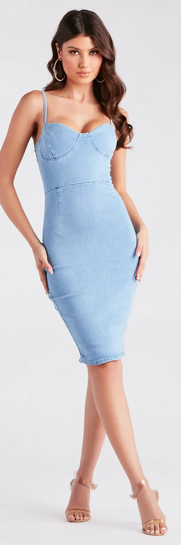 Denim Sweetheart Midi Dress