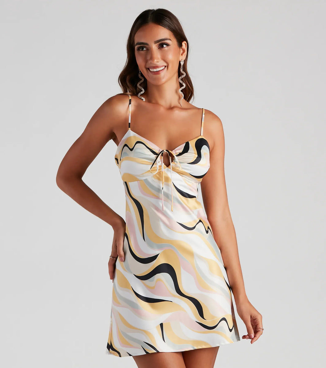open lace back dress Retro Muse Satin Slip Dress