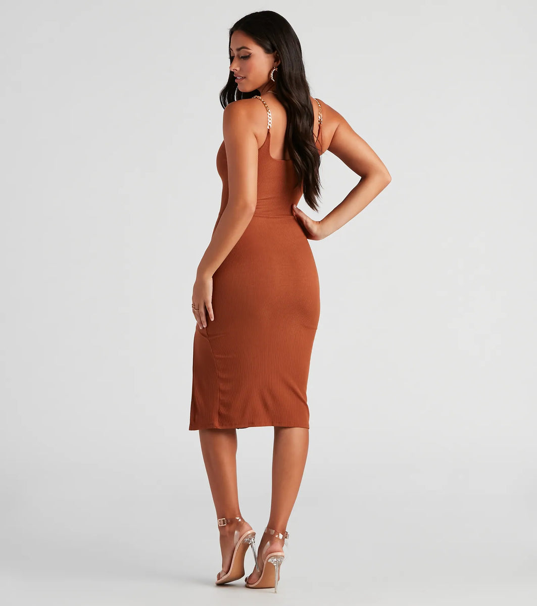 Stylish Links Chain Strap Midi Dress | Windsor