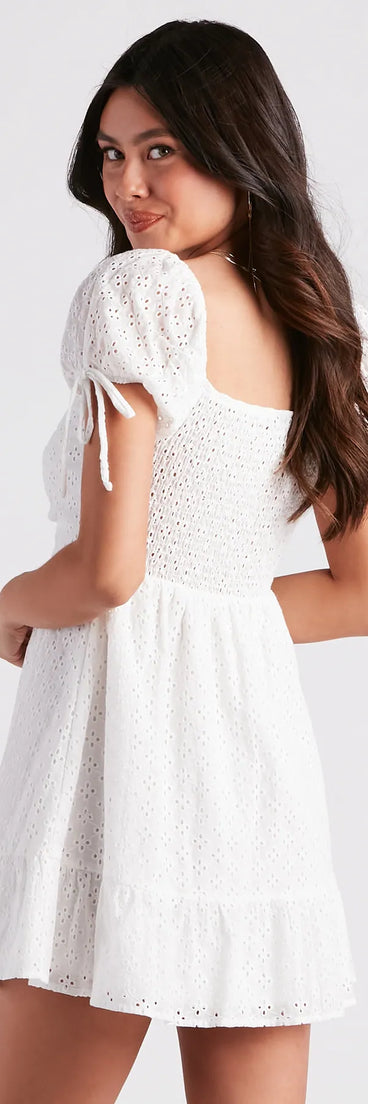 Weekend Brunch Eyelet Skater Dress