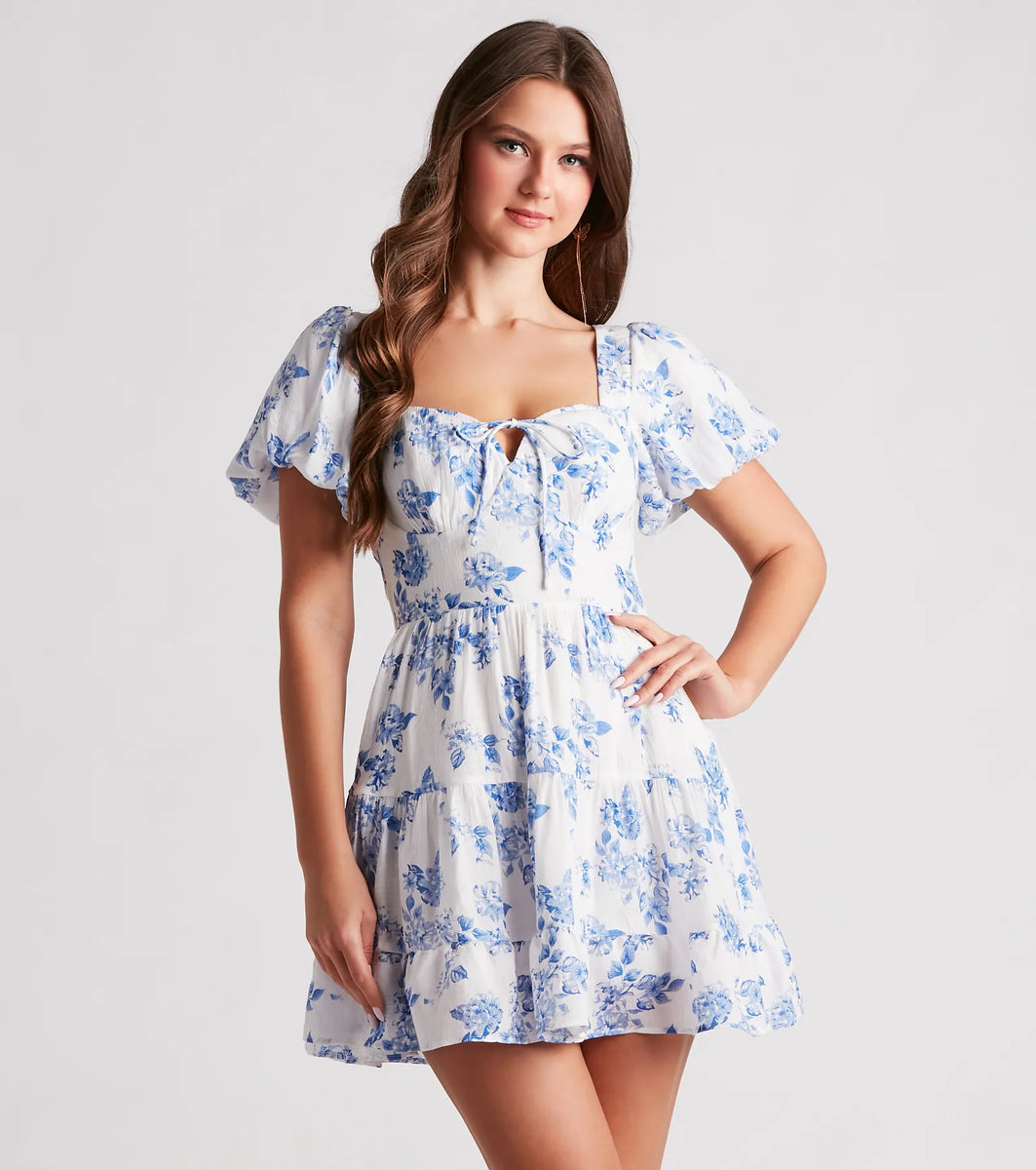 Vineyard Gal Floral Linen Skater Dress | Windsor