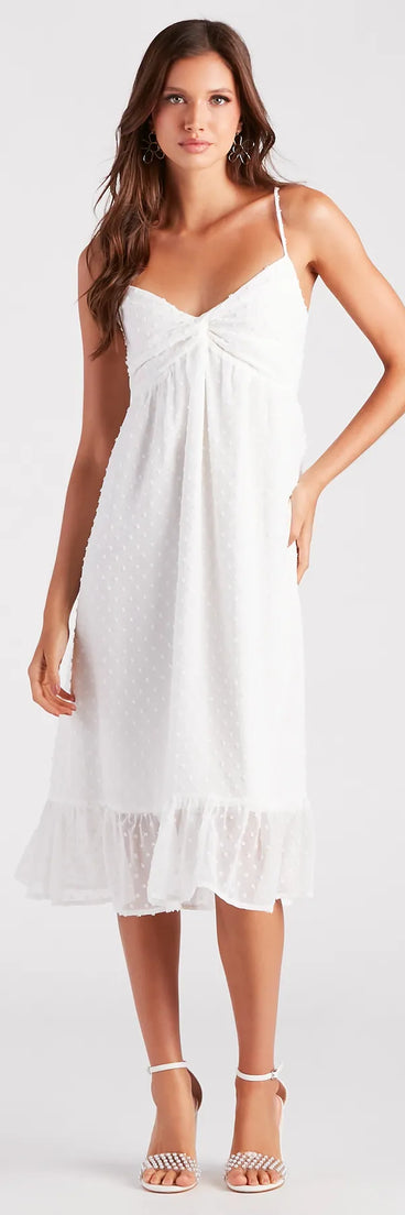 Sweet Charm Swiss Dot Chiffon Midi Dress