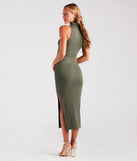 Chic Girl Style Turtleneck Midi Dress