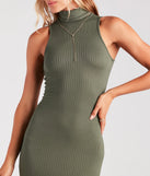 Chic Girl Style Turtleneck Midi Dress
