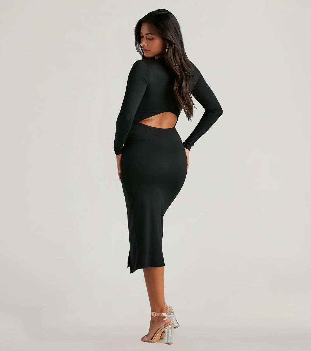 Round neck cutout vertical striped belt midi skater dress cheap