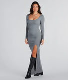 The Elevated Vibes Ribbed Knit High Slit Maxi Dress is a soft, textured sweater dress designed to keep you comfortable during the winter season, whether for workwear, casual weekends, or holiday gatherings.