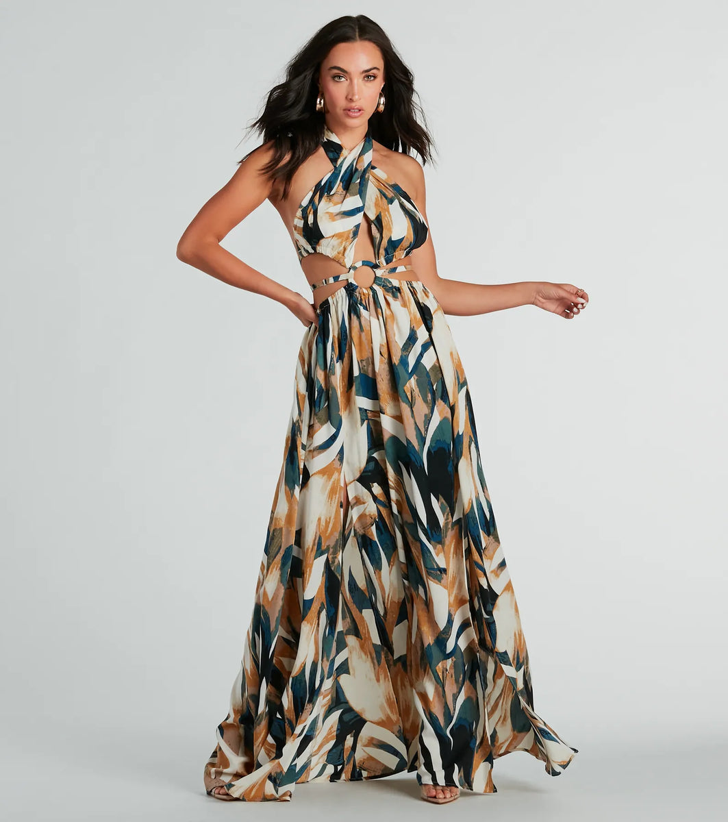 Dreamy Destination Cutout Tropical Print Maxi Dress Dreamy Destination Cutout Tropical Print Maxi Dress