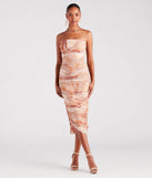 Day Dreamer Strapless Abstract Midi Dress