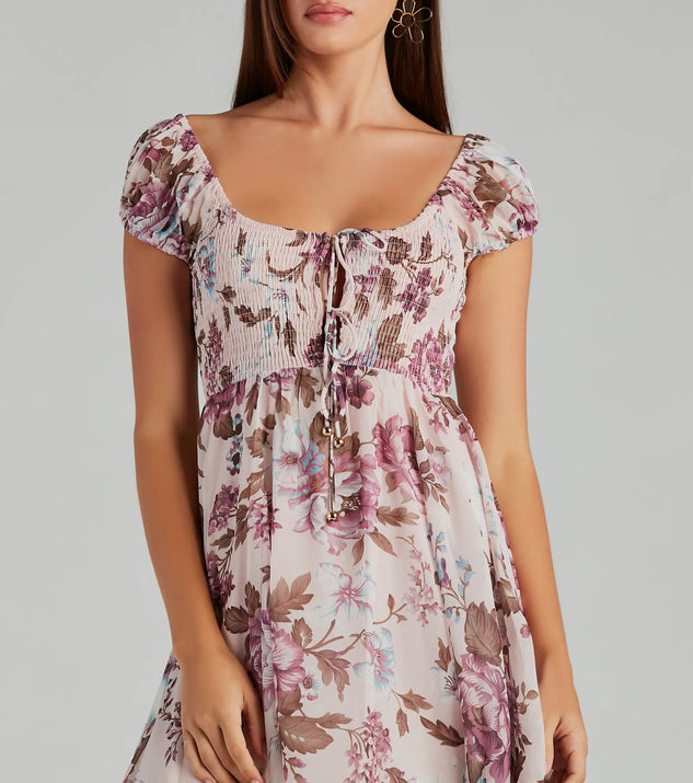 Obsessed With Floral Chiffon Skater Dress