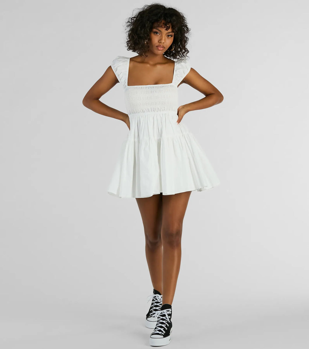 Sunny Days Square Neck Tie-Back Skater Short Dress | Windsor Sunny Days Square Neck Tie-Back Skater Short Dress | Windsor