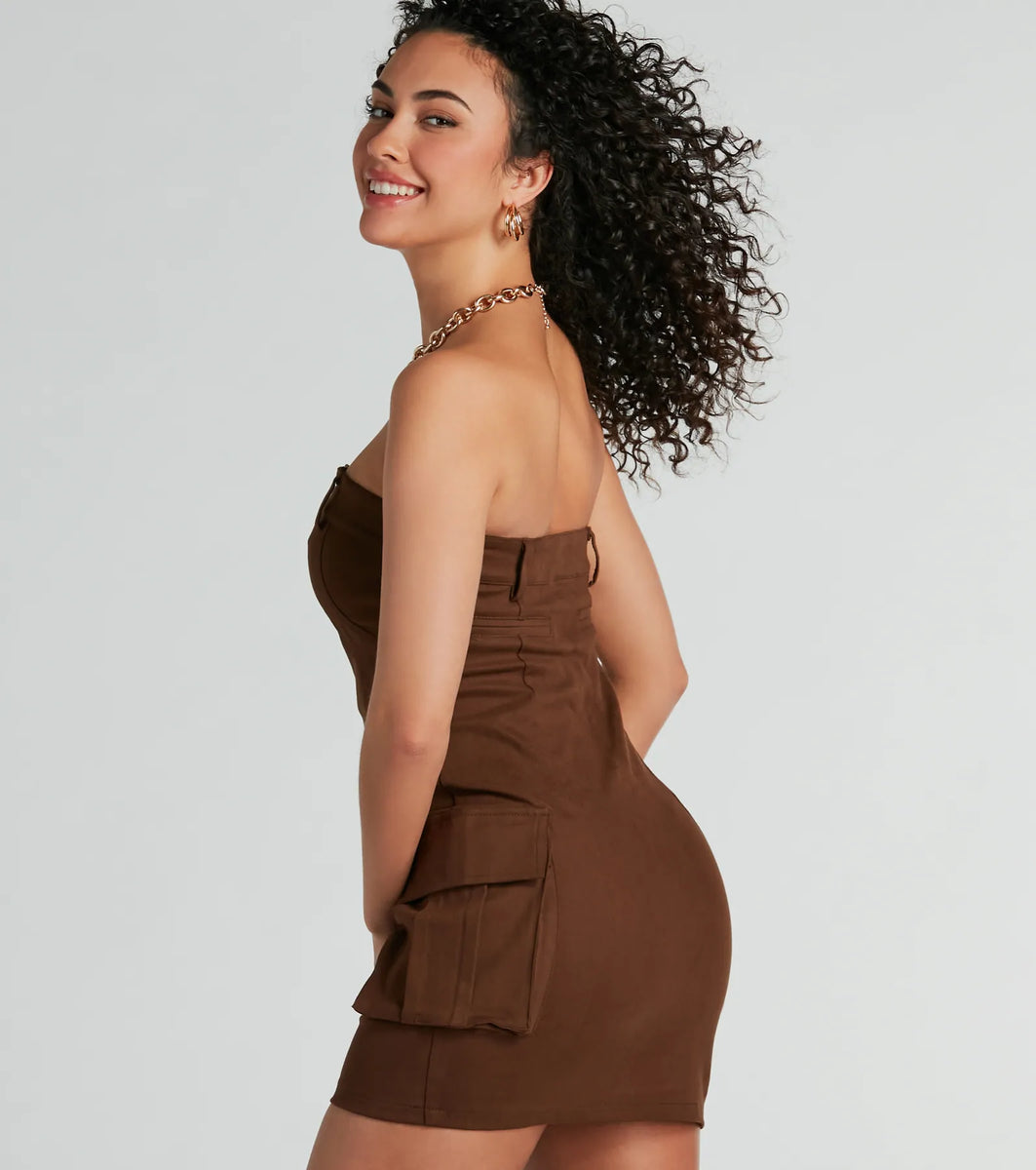 Sensational City Girl Strapless Cargo Mini Dress | Windsor Sensational City Girl Strapless Cargo Mini Dress | Windsor