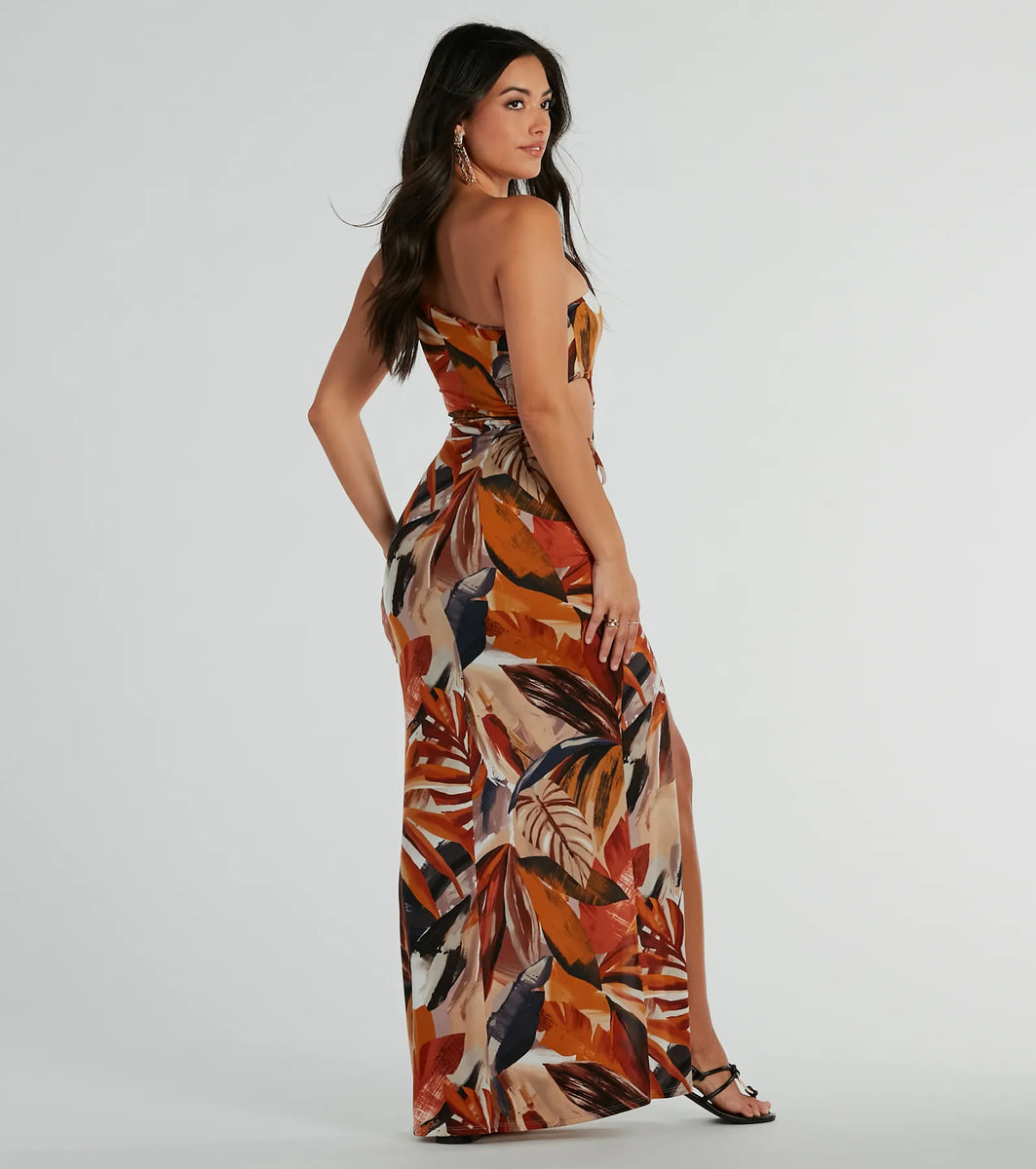 Pretty In Paradise One-Shoulder Tropical Maxi Dress | Windsor
