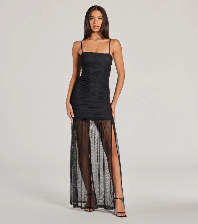 The Striking Impression Sleeveless Slit Mesh Maxi Dress is a casual dress for more than special occasions with a fitted or flowy silhouette and accents in the most recent trends!