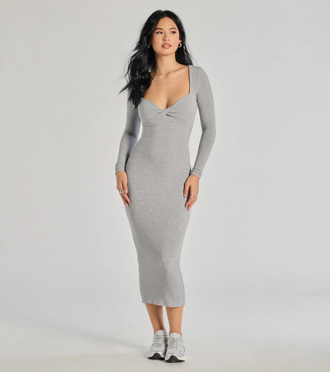 Sculpted Chic Ribbed Knit Midi Dress | Windsor Sculpted Chic Ribbed Knit Midi Dress | Windsor