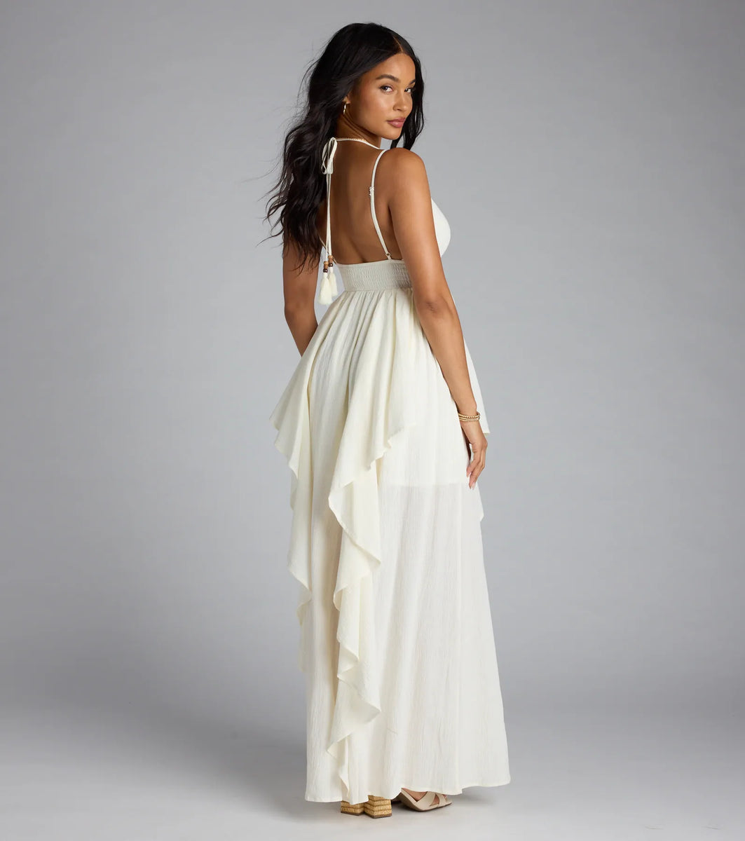◆Since Then◆ Diamant ruffle long dress ivory Diamant ruffle long dress (ivory) – SINCETHEN