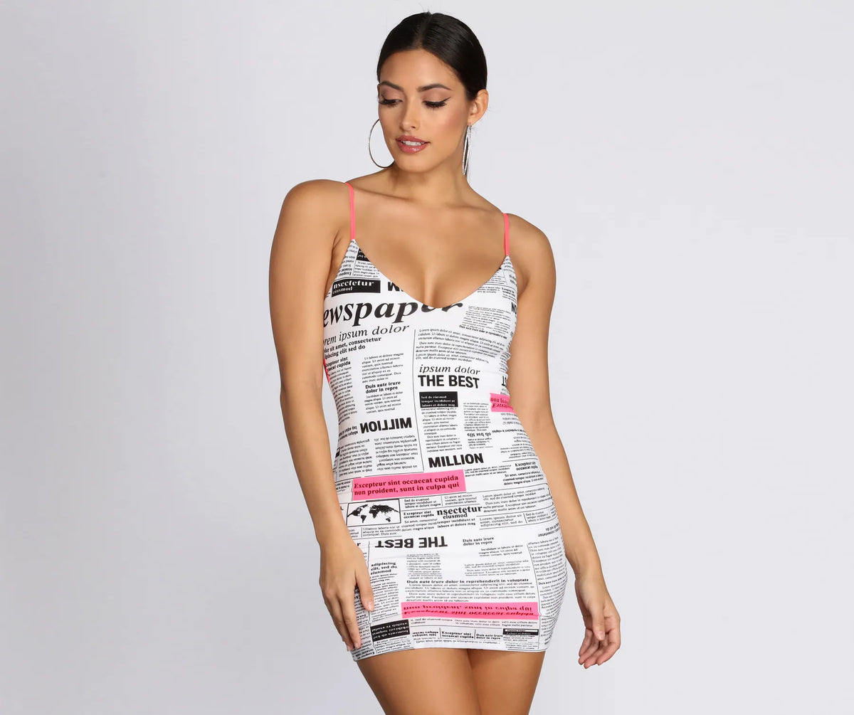 All In Knit Together Newspaper Mini Dress | Windsor