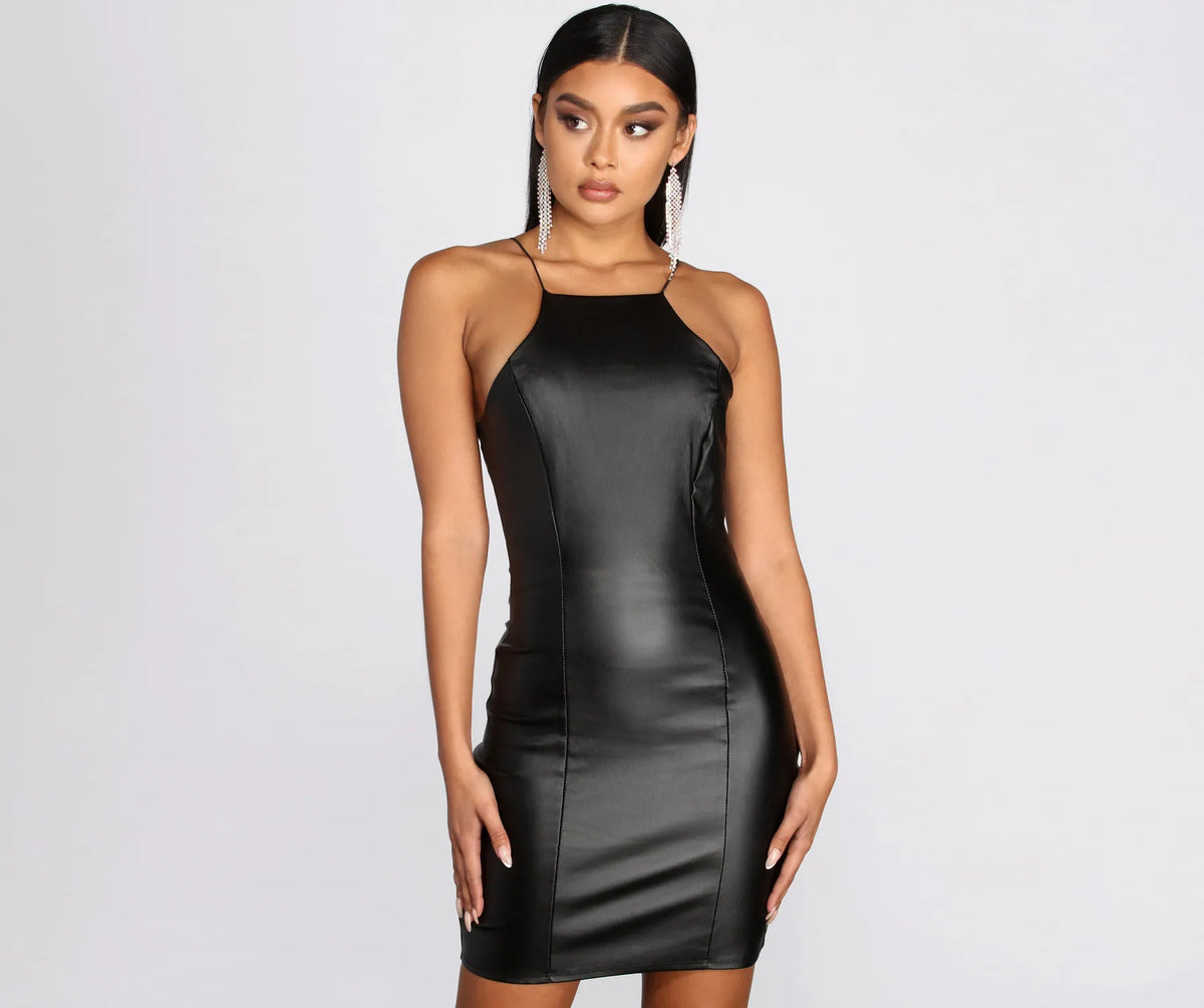 Keep It Edgy Faux Leather Mini Dress | Windsor