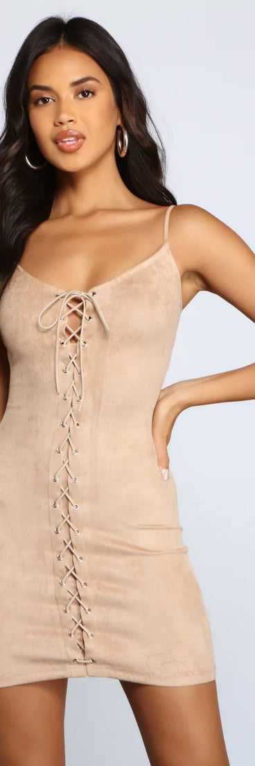 Major Headturner Faux Suede Mini Dress