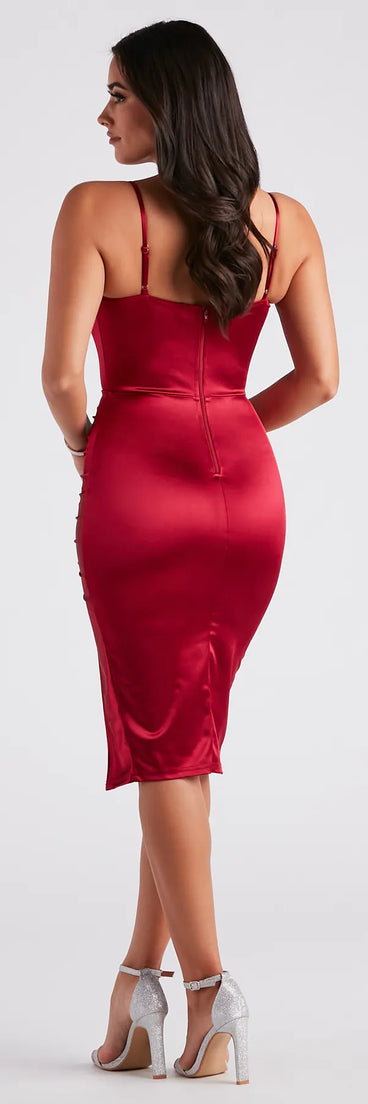 Vision In Satin Corset Midi Dress