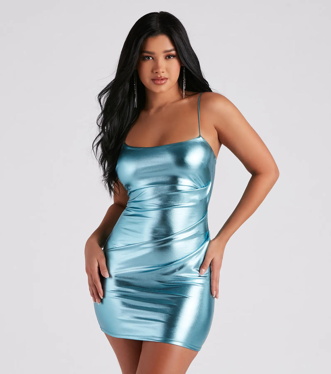 Bring That Glow Metallic Mini Dress | Windsor Bring That Glow Metallic Mini Dress | Windsor