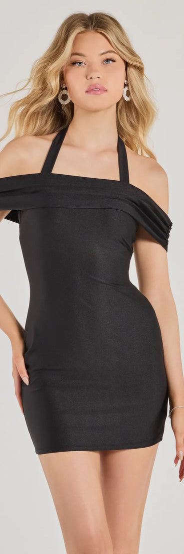 The Step Out Looking Chic Off-The-Shoulder Mini Dress is your new go-to black dress—effortless, versatile, and made to update your fall style in seconds.