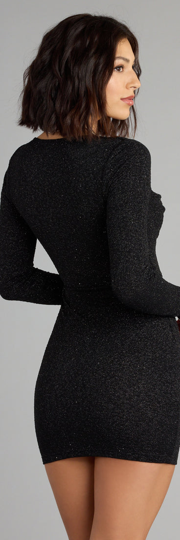 Feel ready for every dance floor moment or feed-worthy reel in the All Night Sparkle Glitter Long Sleeve Mini Dress, a homecoming dress designed to own your moment.