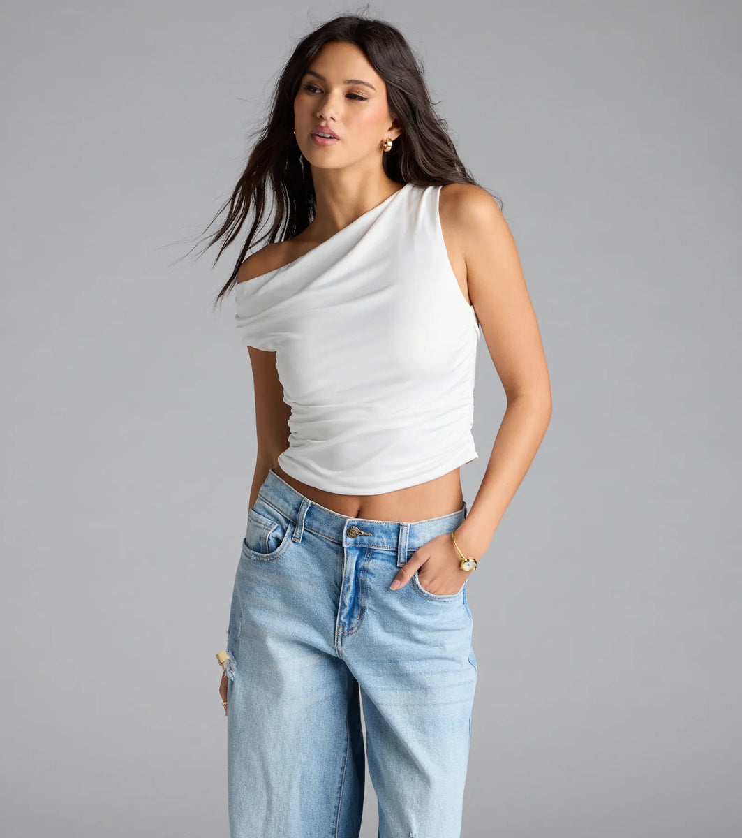 Women's V-Neck Crop Top – Soft Stretch Basic Tee For Layering