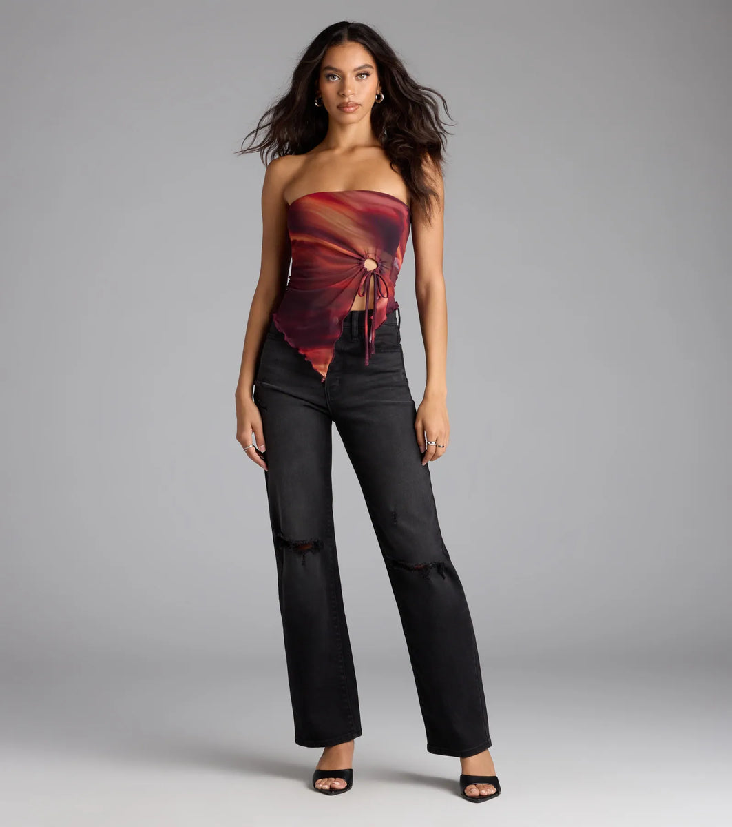 So Fly Abstract Slit Crop Top | Windsor