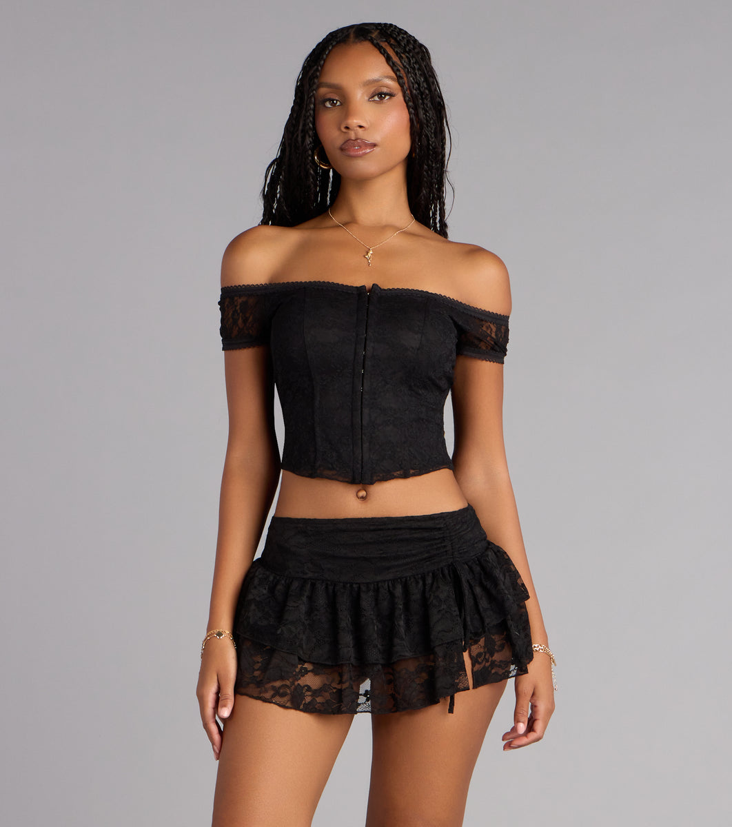 Quiet Allure Off Shoulder Lace Corset Top | Windsor