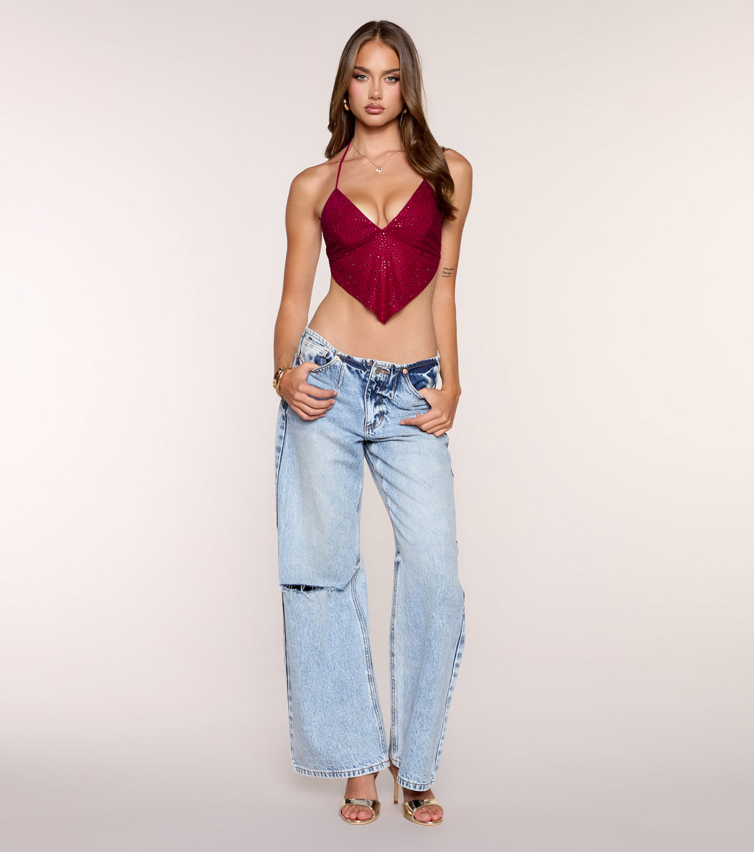 Center Of Attention Rhinestone Halter Top | Windsor