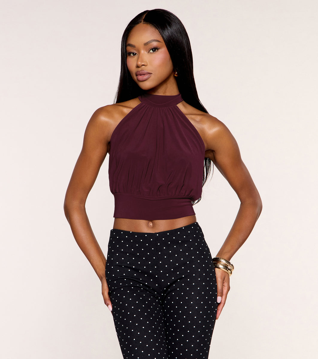 High Point Halter Neck Open Back Crop Top | Windsor