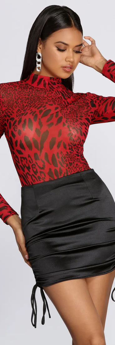 Miss Mesh Leopard Print Bodysuit